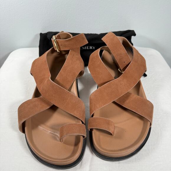 A.Emery Jalen Suede and Leather Strappy Sandals Size 41 10 Brown - Picture 2 of 12